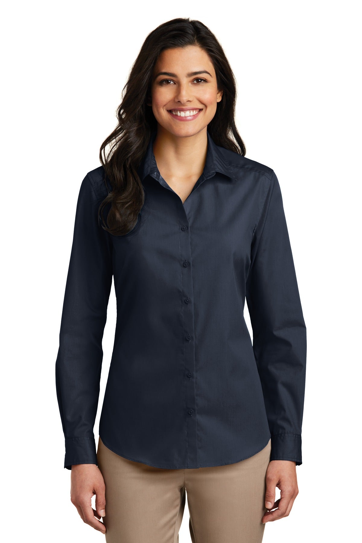 Port Authority Women's Long Sleeve Carefree Poplin Shirt – River Blue Navy