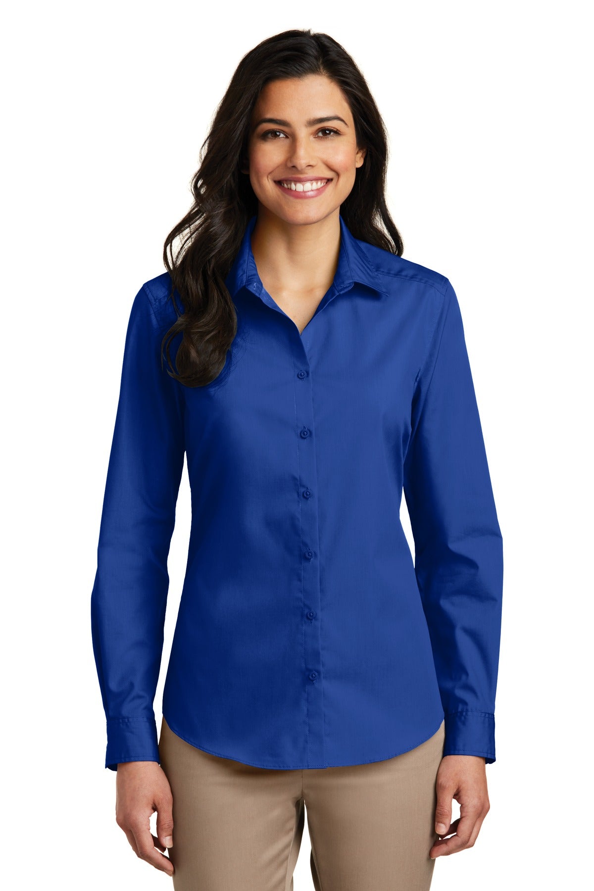 Port Authority Women's Long Sleeve Carefree Poplin Shirt – True Royal