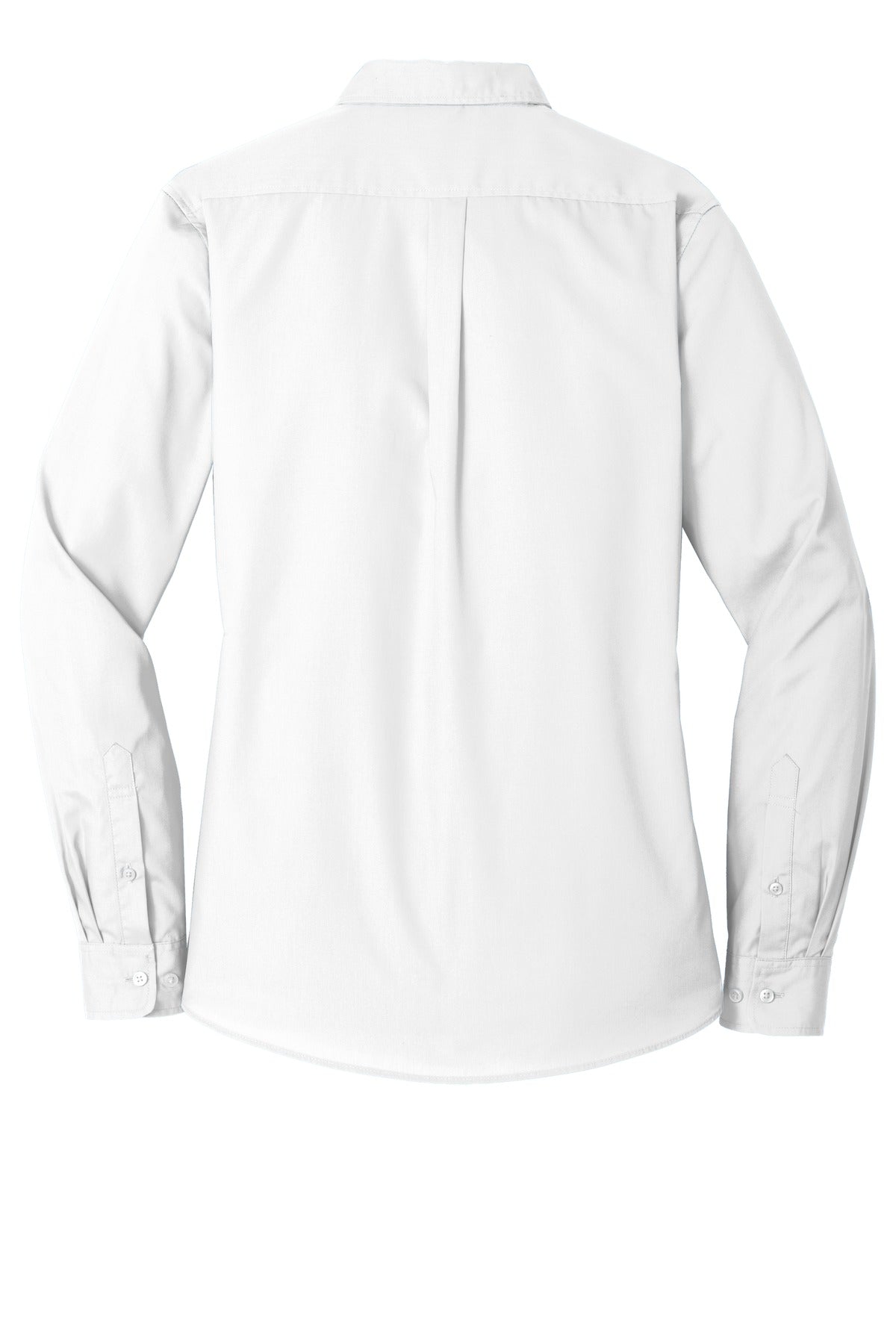 Port Authority Women's Long Sleeve Carefree Poplin Shirt – White – flat back