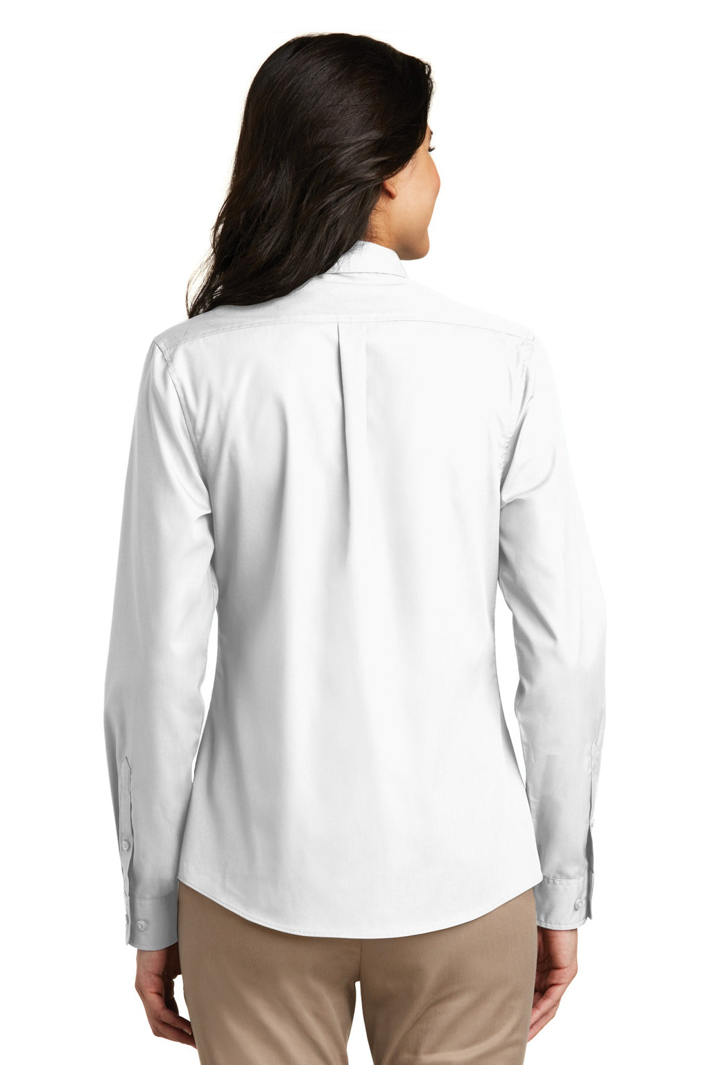 Port Authority Women's Long Sleeve Carefree Poplin Shirt – White – back