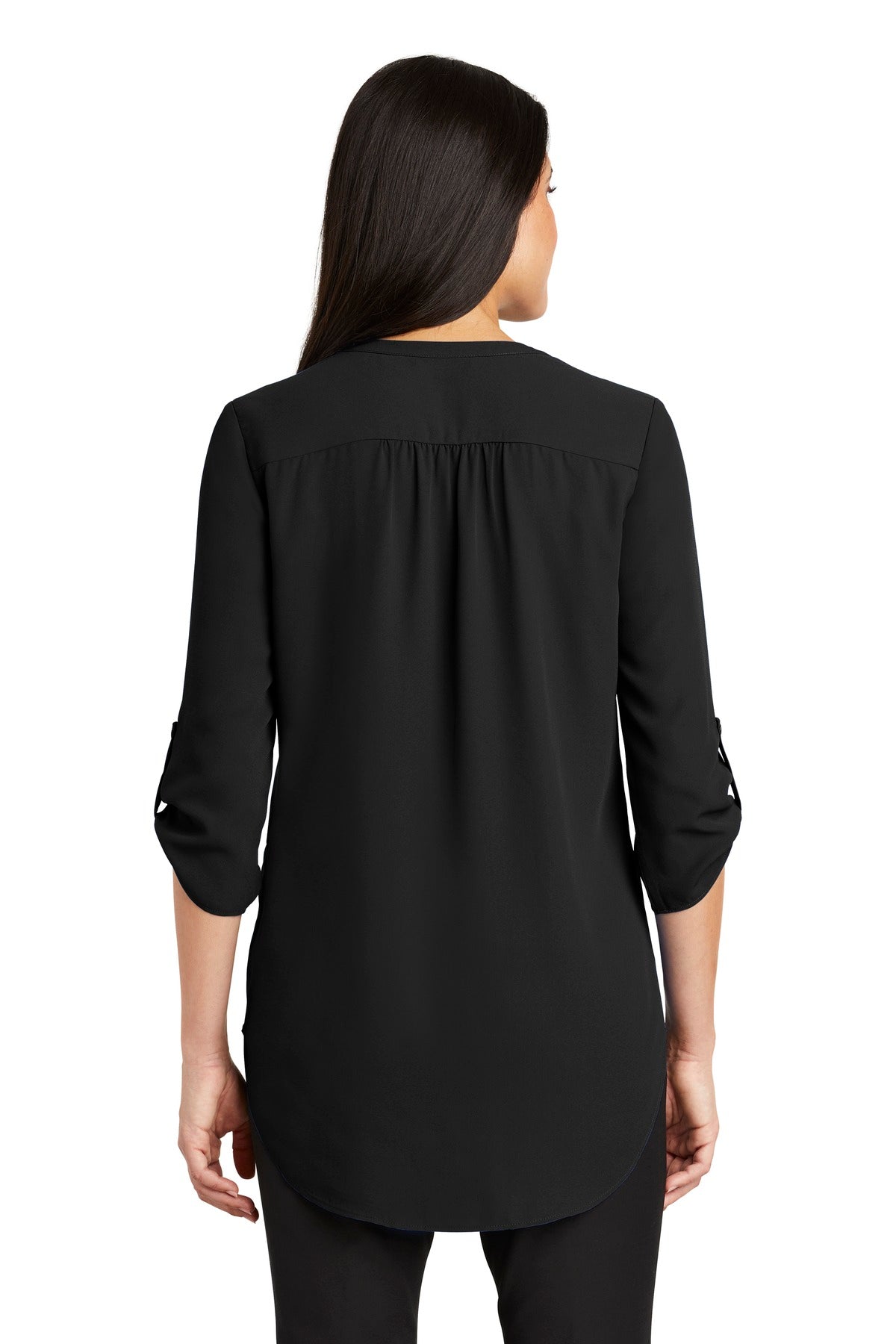 Port Authority Women's 3/4-Sleeve Tunic Blouse – Black – back