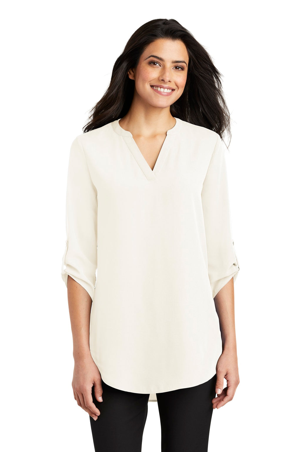 Port Authority Women's 3/4-Sleeve Tunic Blouse – Ivory Chiffon