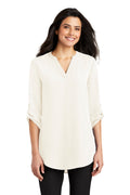 Port Authority Women's 3/4-Sleeve Tunic Blouse – Ivory Chiffon