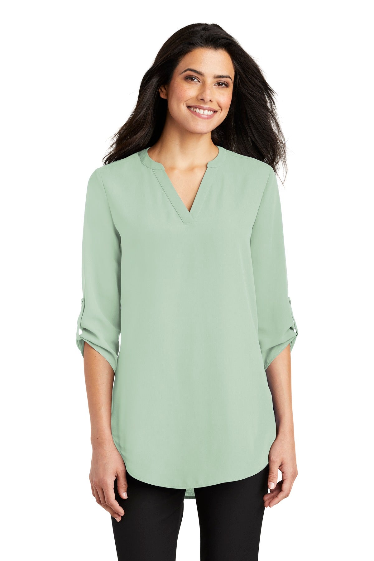 Port Authority Women's 3/4-Sleeve Tunic Blouse – Misty Sage