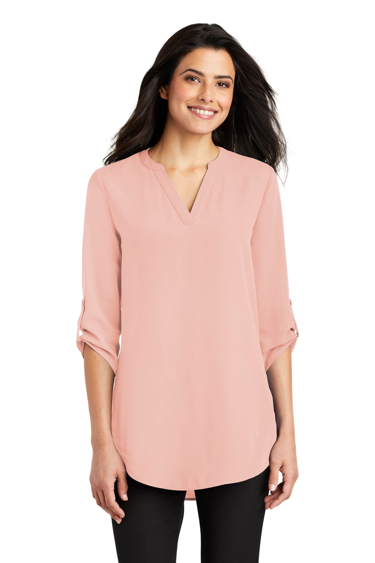 Port Authority Women's 3/4-Sleeve Tunic Blouse – Rose Quartz