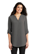 Port Authority Women's 3/4-Sleeve Tunic Blouse – Sterling Grey