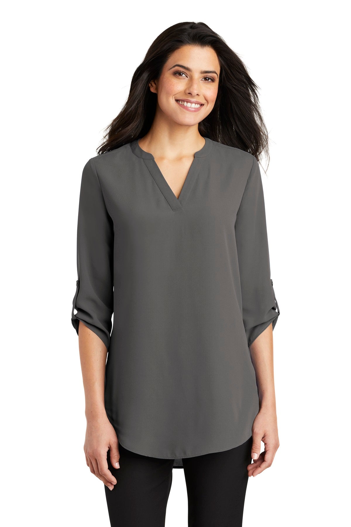 Port Authority Women's 3/4-Sleeve Tunic Blouse – Sterling Grey