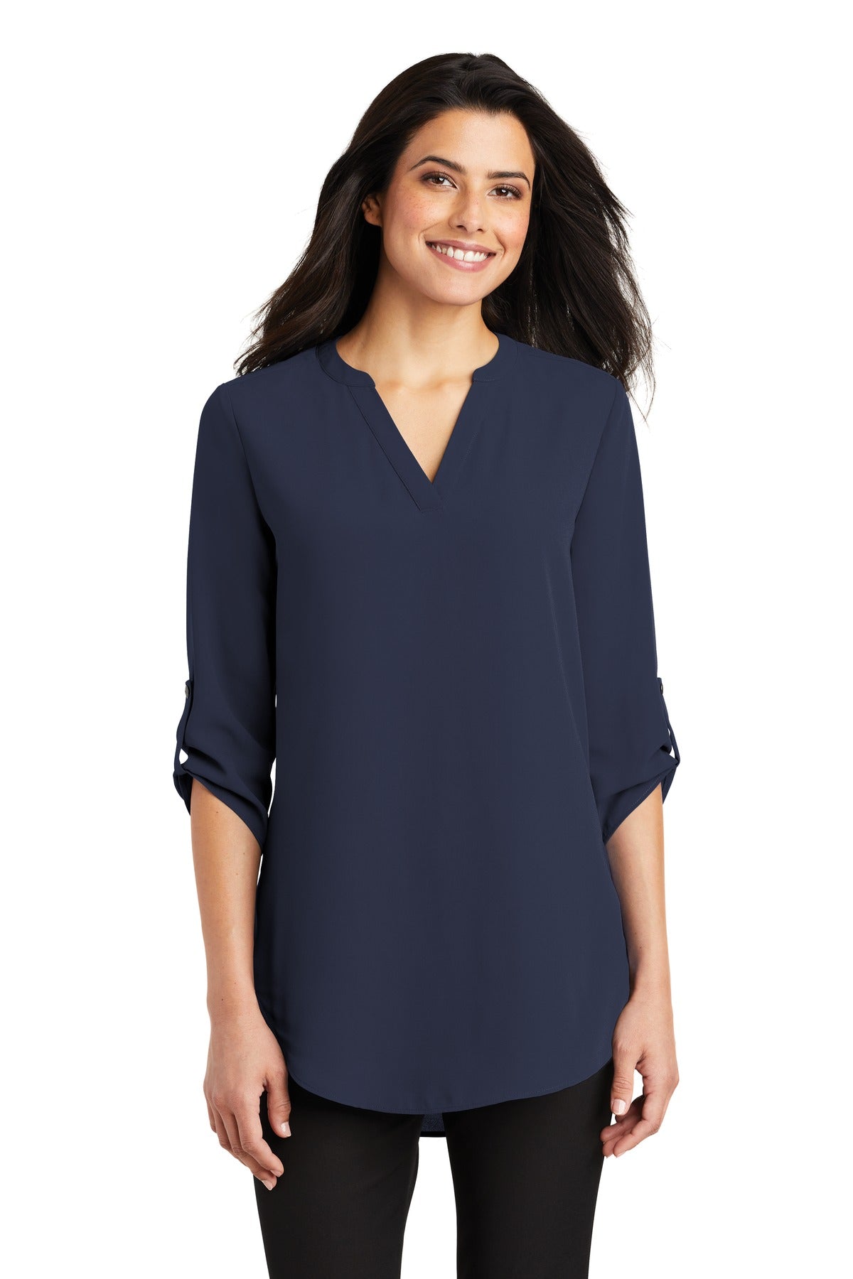Port Authority Women's 3/4-Sleeve Tunic Blouse – True Navy