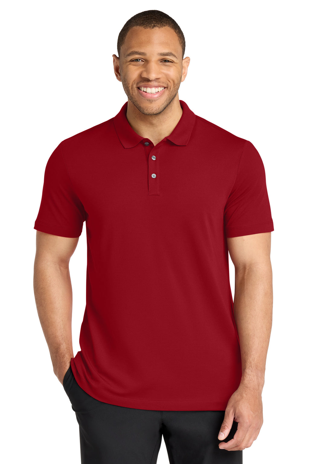 Mercer+Mettle Stretch Pique Polo – Apple Red – front