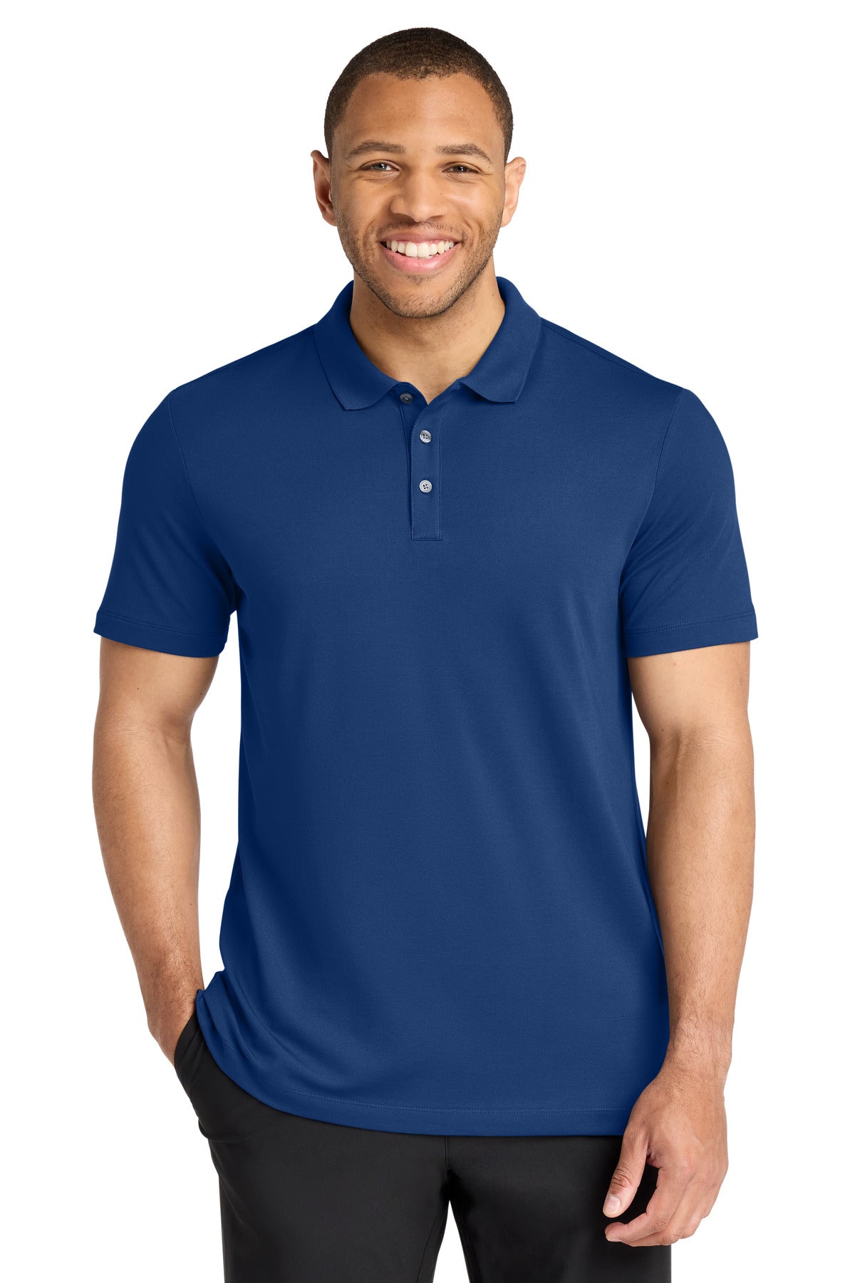 Mercer+Mettle Stretch Pique Polo – Blue Note – front