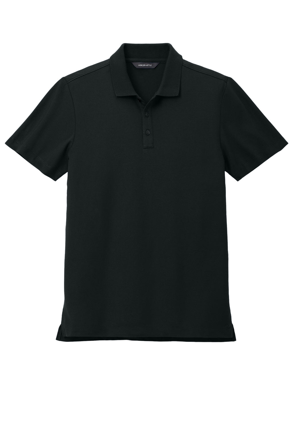 Mercer+Mettle Stretch Pique Polo – Deep Black – flat front