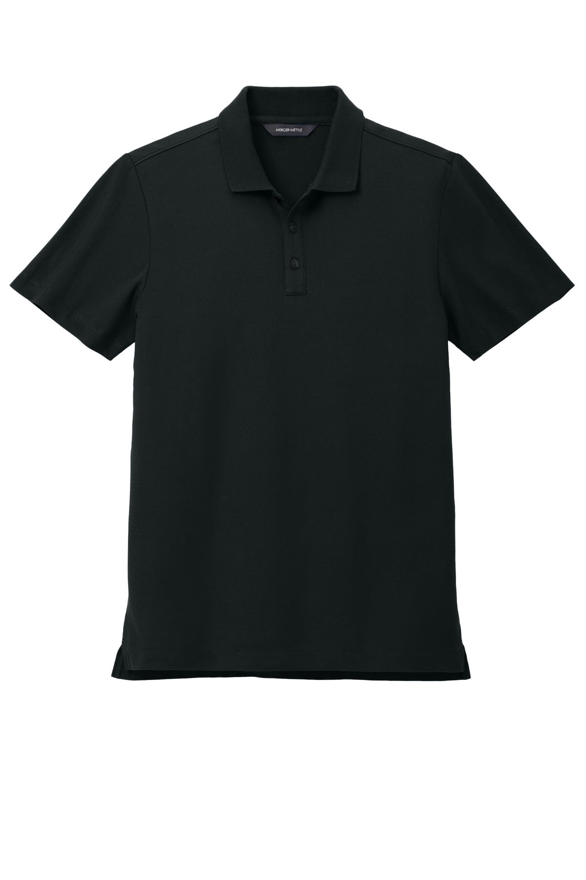 Mercer+Mettle Stretch Pique Polo – Deep Black – flat front