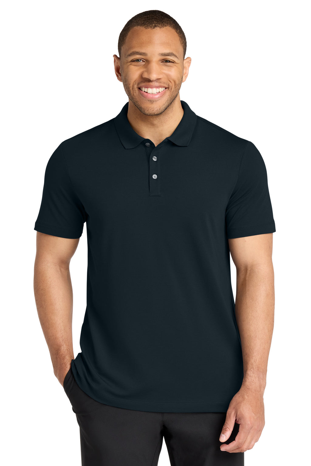 Mercer+Mettle Stretch Pique Polo – Night Navy – front