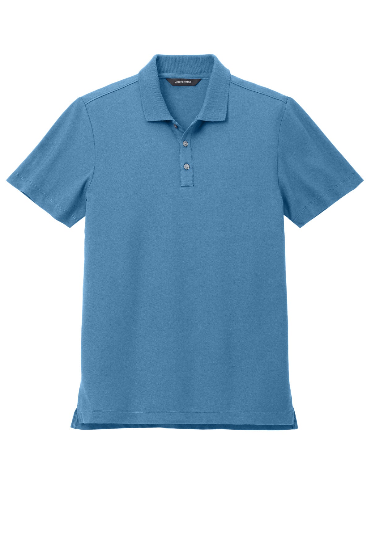 Mercer+Mettle Stretch Pique Polo – Parisian Blue – flat front