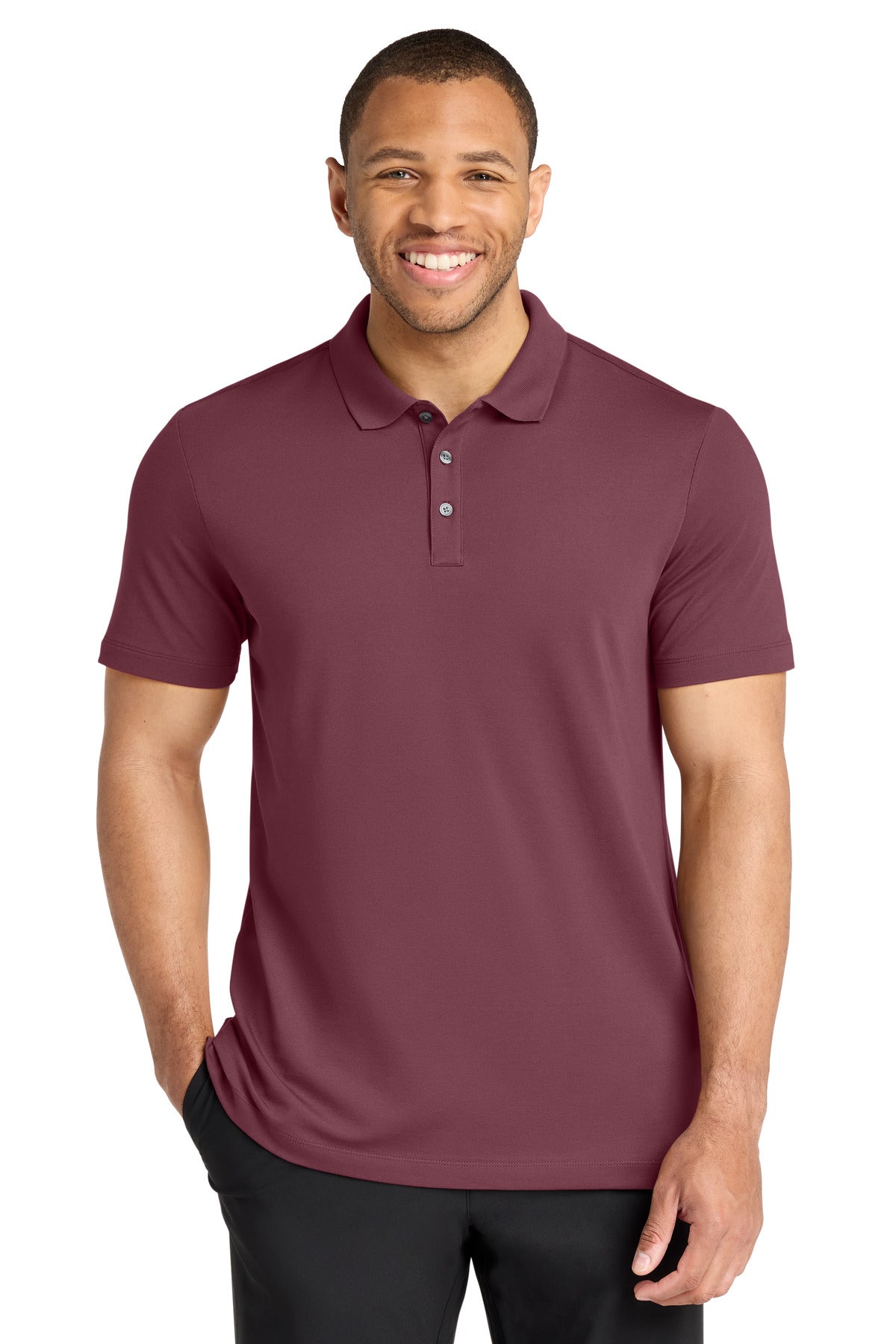 Mercer+Mettle Stretch Pique Polo – Rosewood – front