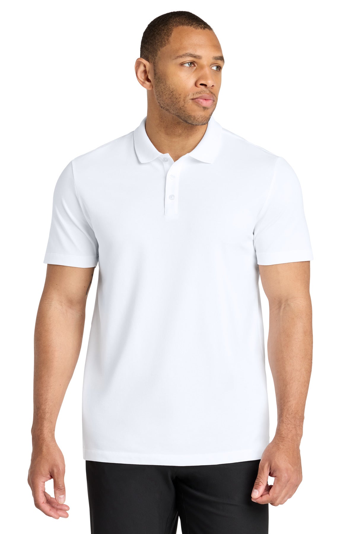 Mercer+Mettle Stretch Pique Polo – White – front