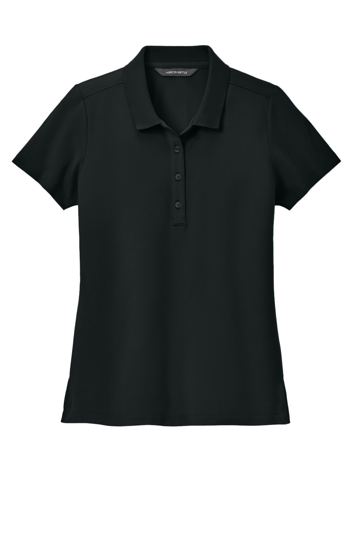 Mercer+Mettle Women's Stretch Pique Polo – Deep Black – flat front