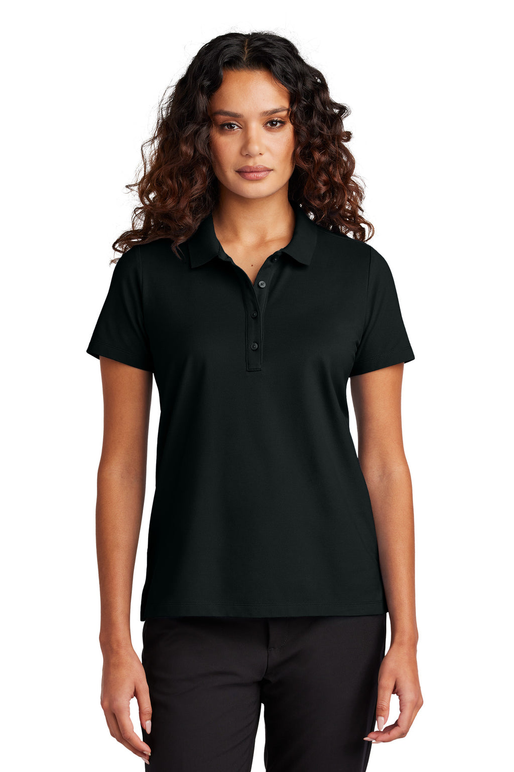 Mercer+Mettle Women's Stretch Pique Polo – Deep Black – front
