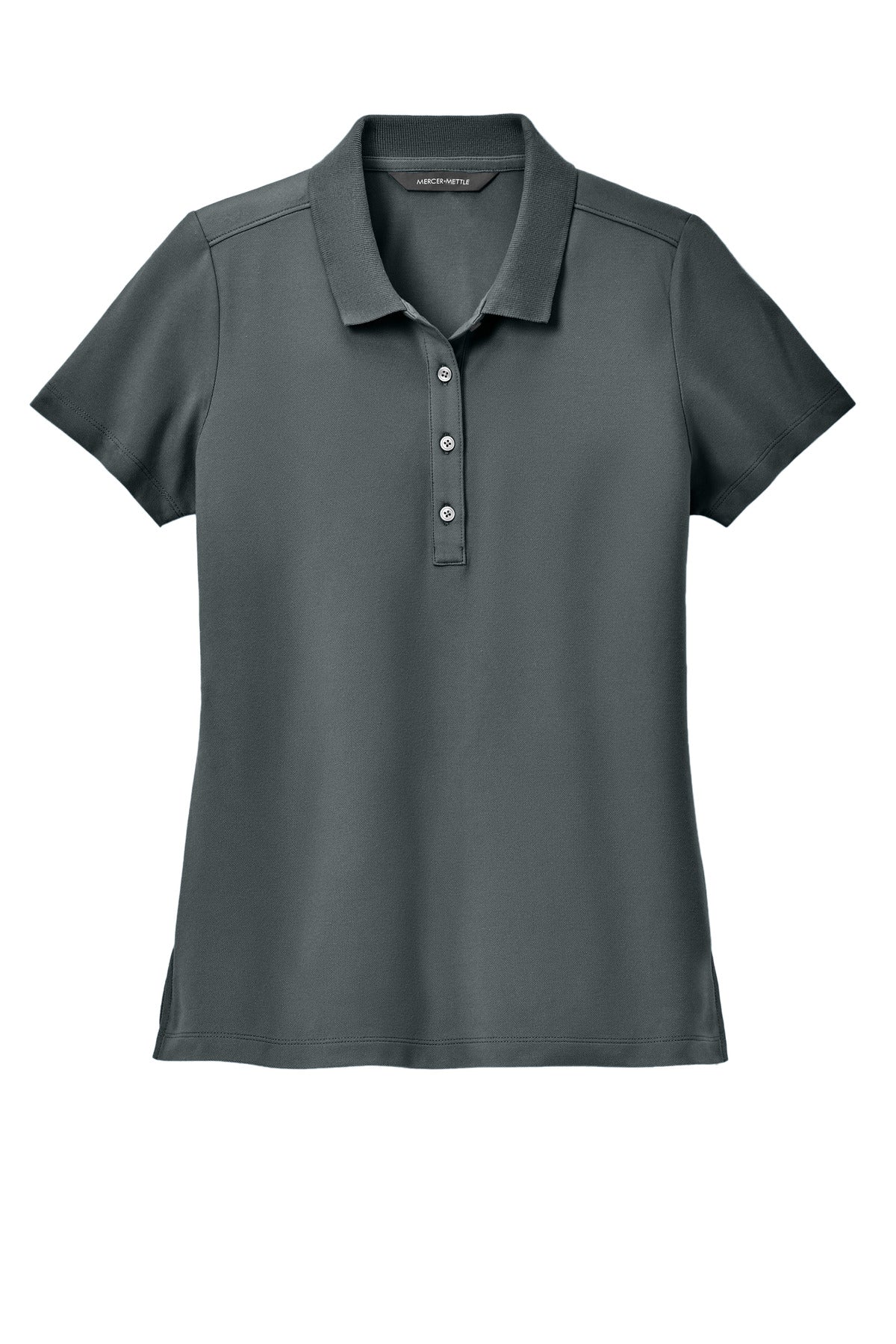 Mercer+Mettle Women's Stretch Pique Polo – Storm Grey – flat front