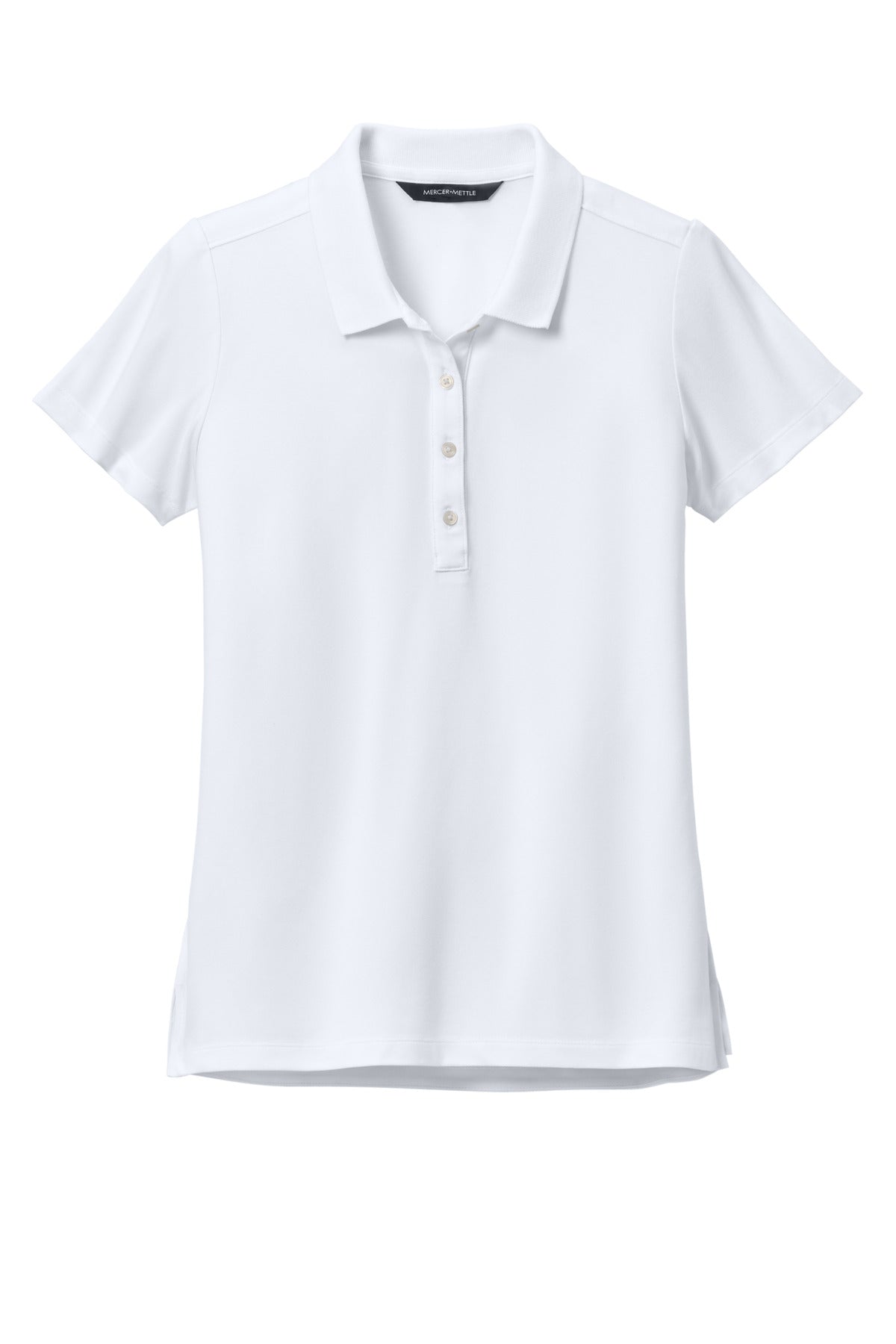 Mercer+Mettle Women's Stretch Pique Polo – White – flat front