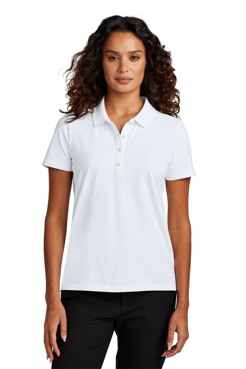 Mercer+Mettle Women's Stretch Pique Polo – White – front