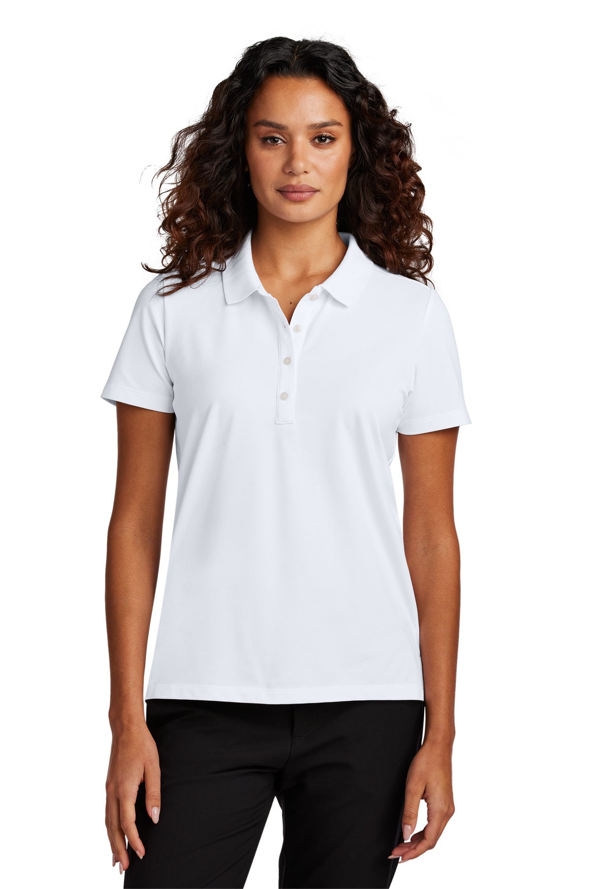 Mercer+Mettle Women's Stretch Pique Polo – White – front