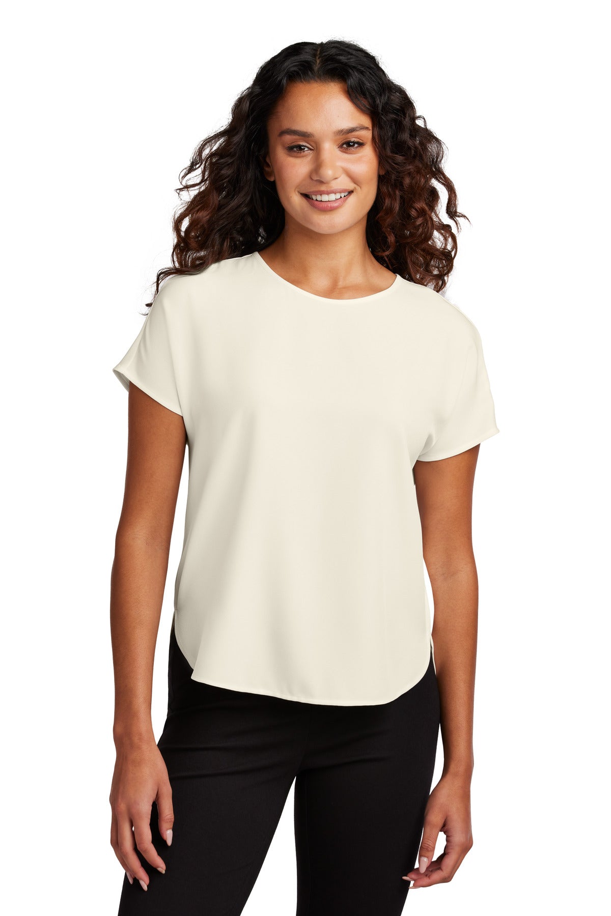 Mercer+Mettle Women's Stretch Crepe Crew – Ivory Chiffon