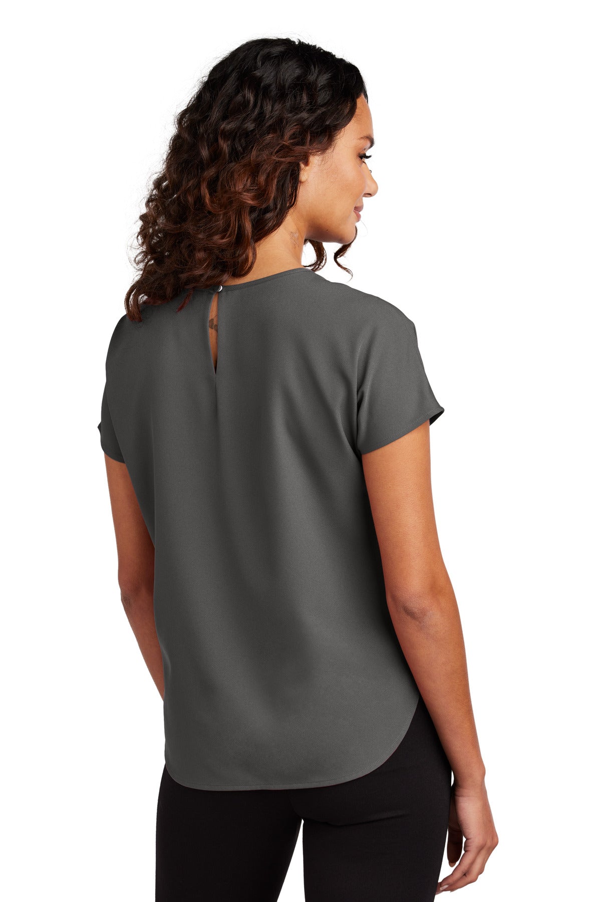 Mercer+Mettle Women's Stretch Crepe Crew – Anchor Grey – back