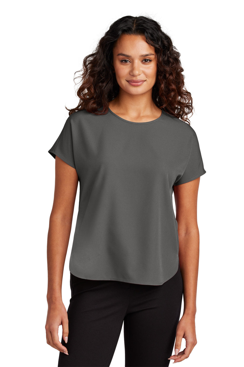 Mercer+Mettle Women's Stretch Crepe Crew – Anchor Grey – front