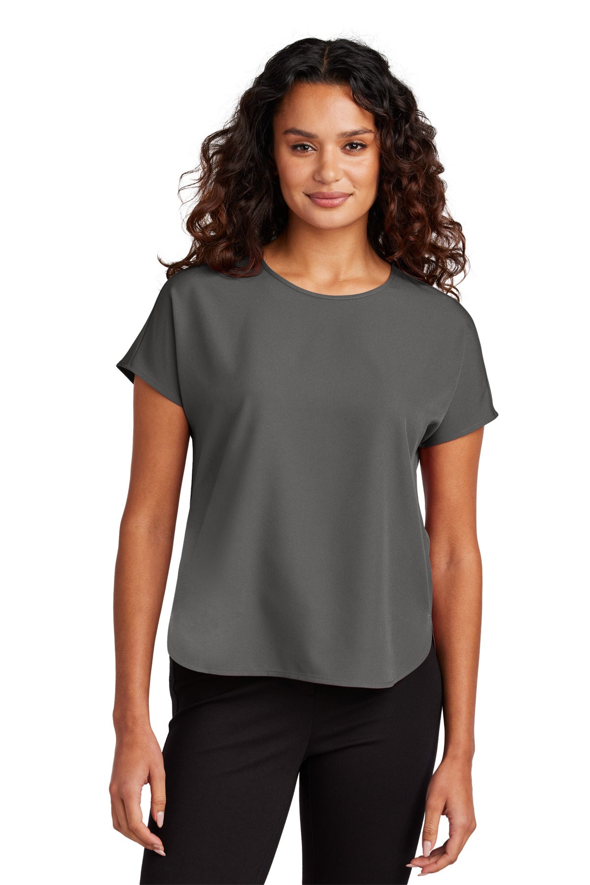 Mercer+Mettle Women's Stretch Crepe Crew – Anchor Grey – front