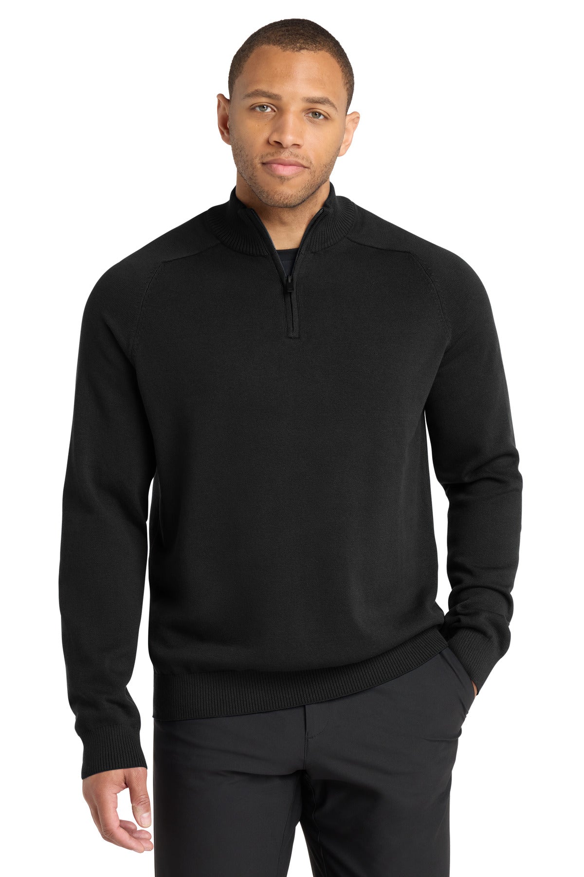Mercer+Mettle 1/4-Zip Sweater – Deep Black – front