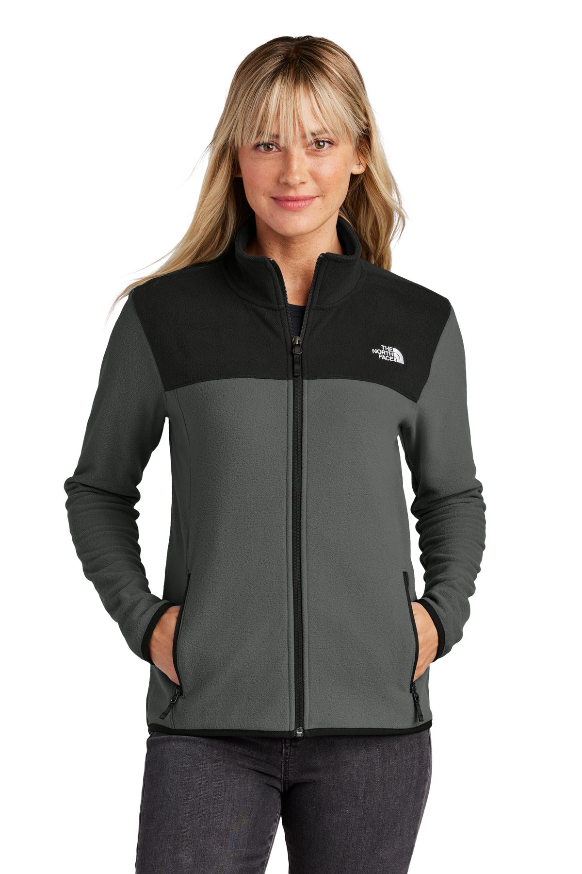 The North Face Women's Glacier Full-Zip Fleece Jacket – Asphalt Grey/ TNF Black