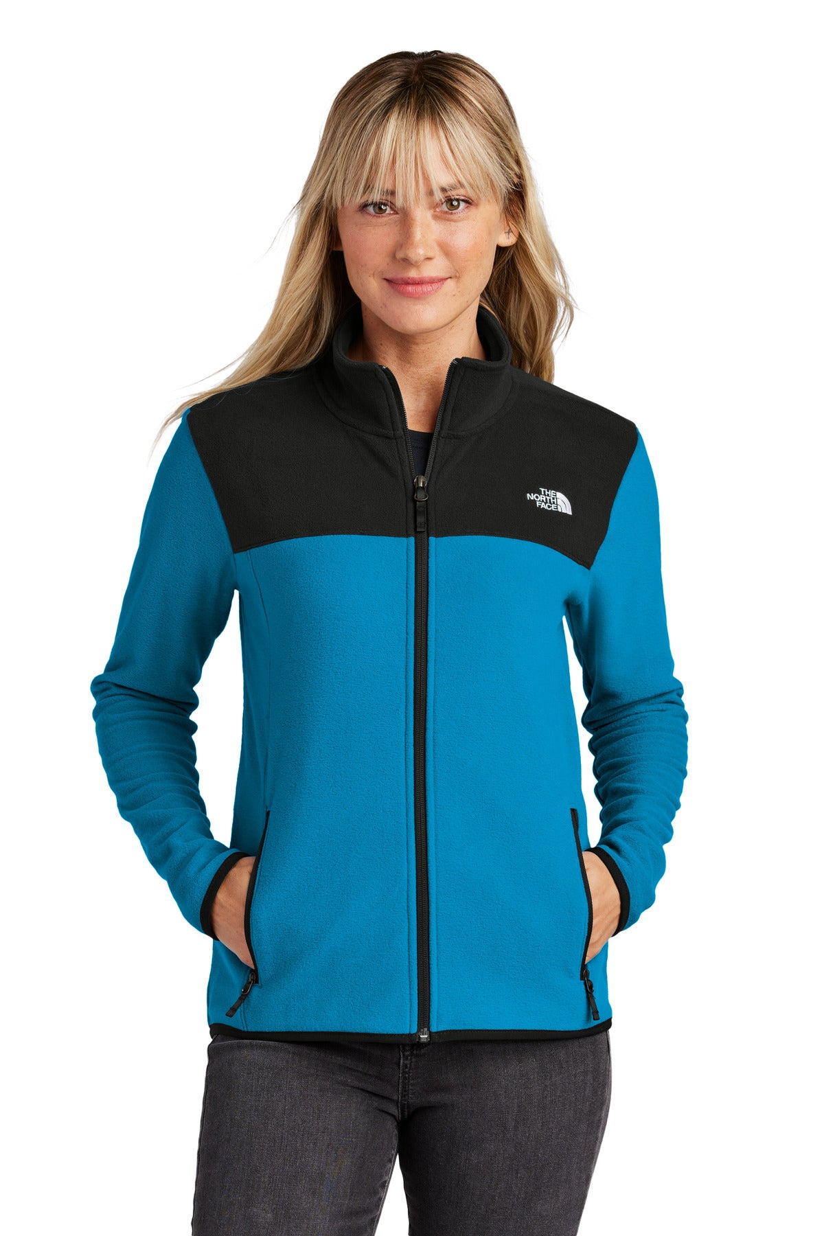 The North Face Women's Glacier Full-Zip Fleece Jacket – Hero Blue/ TNF Black – front