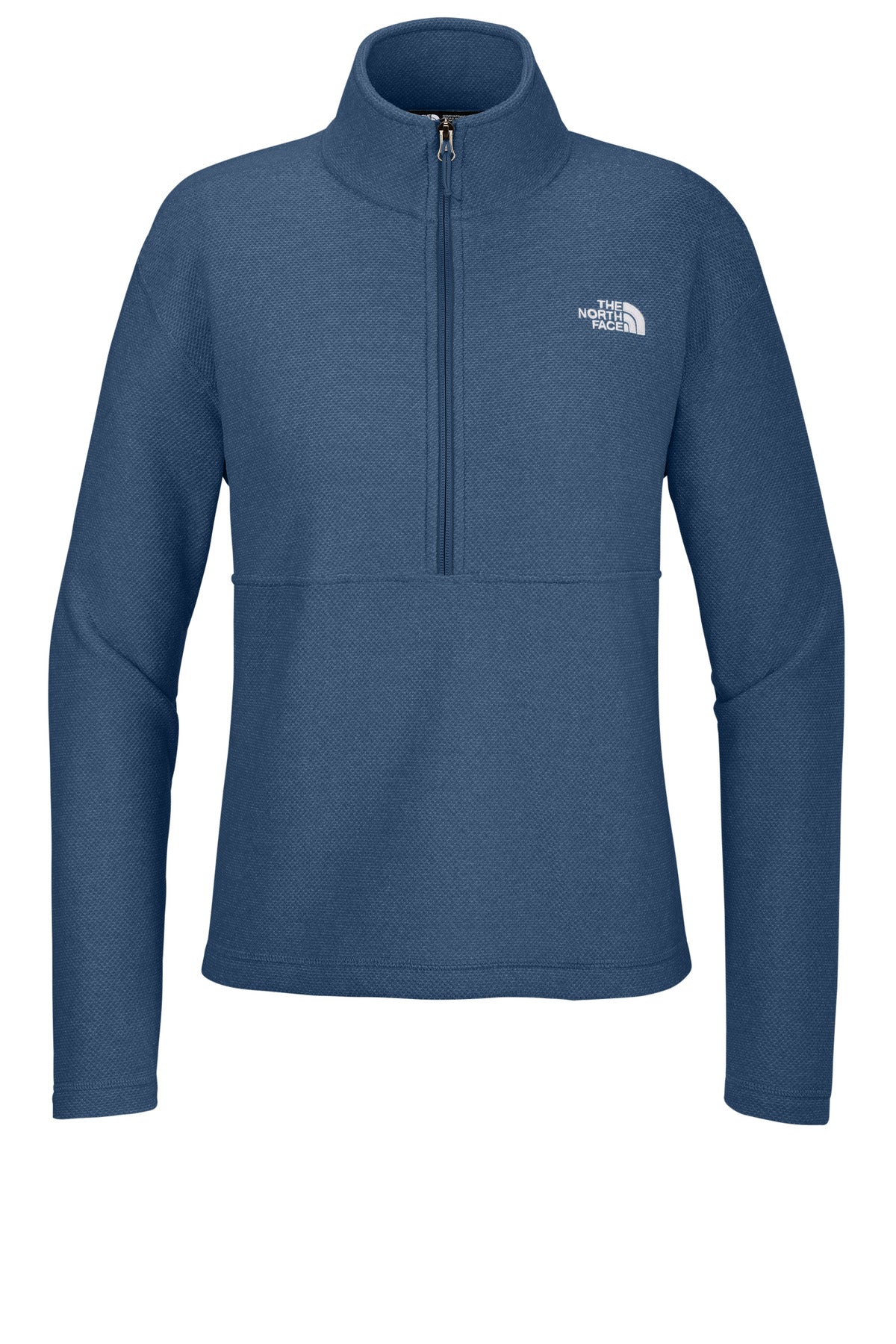 The North Face Women's Textured Pine Grove 1/2-Zip – Shady Blue Heather – flat front