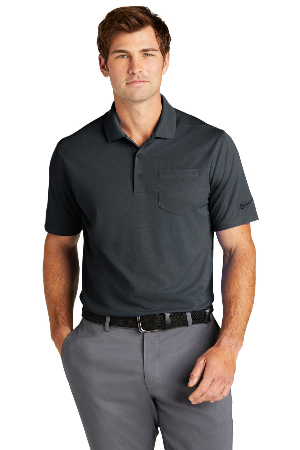 Nike Dri-FIT Micro Pique 2.0 Pocket Polo – Anthracite – front