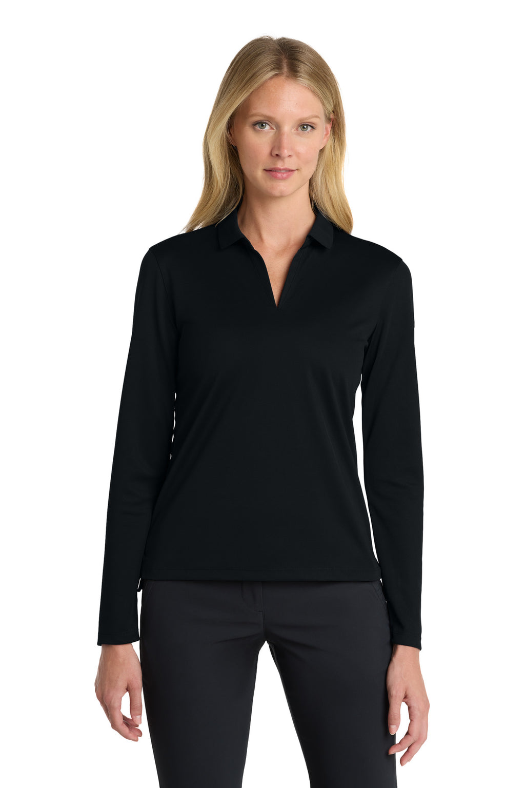 Nike Women's Dri-FIT Micro Pique 2.0 Long Sleeve Polo – Black