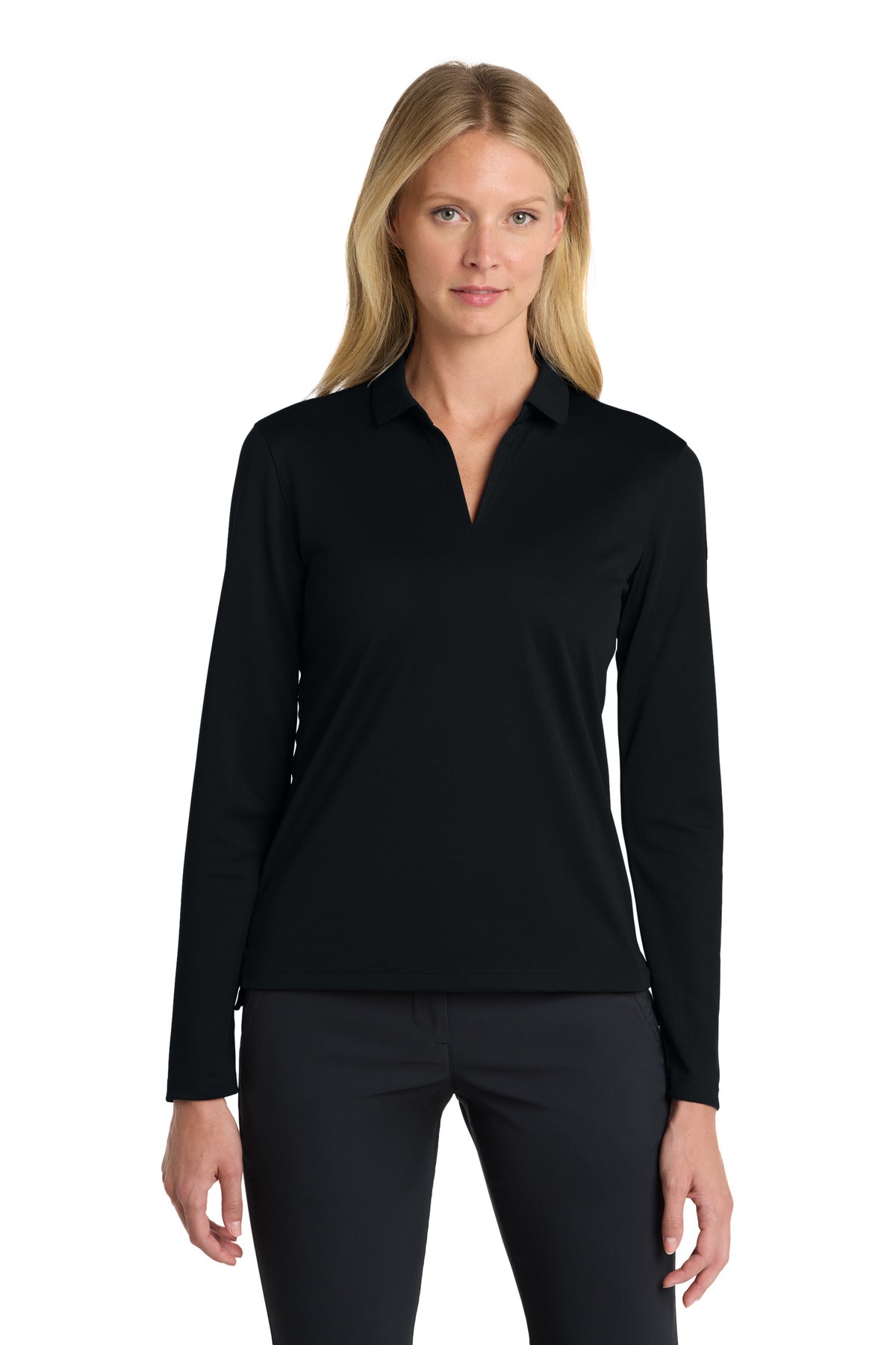 Nike Women's Dri-FIT Micro Pique 2.0 Long Sleeve Polo – Black
