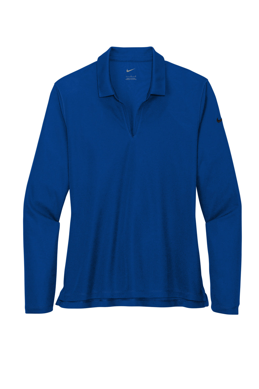Nike Women's Dri-FIT Micro Pique 2.0 Long Sleeve Polo – Gym Blue – flat front