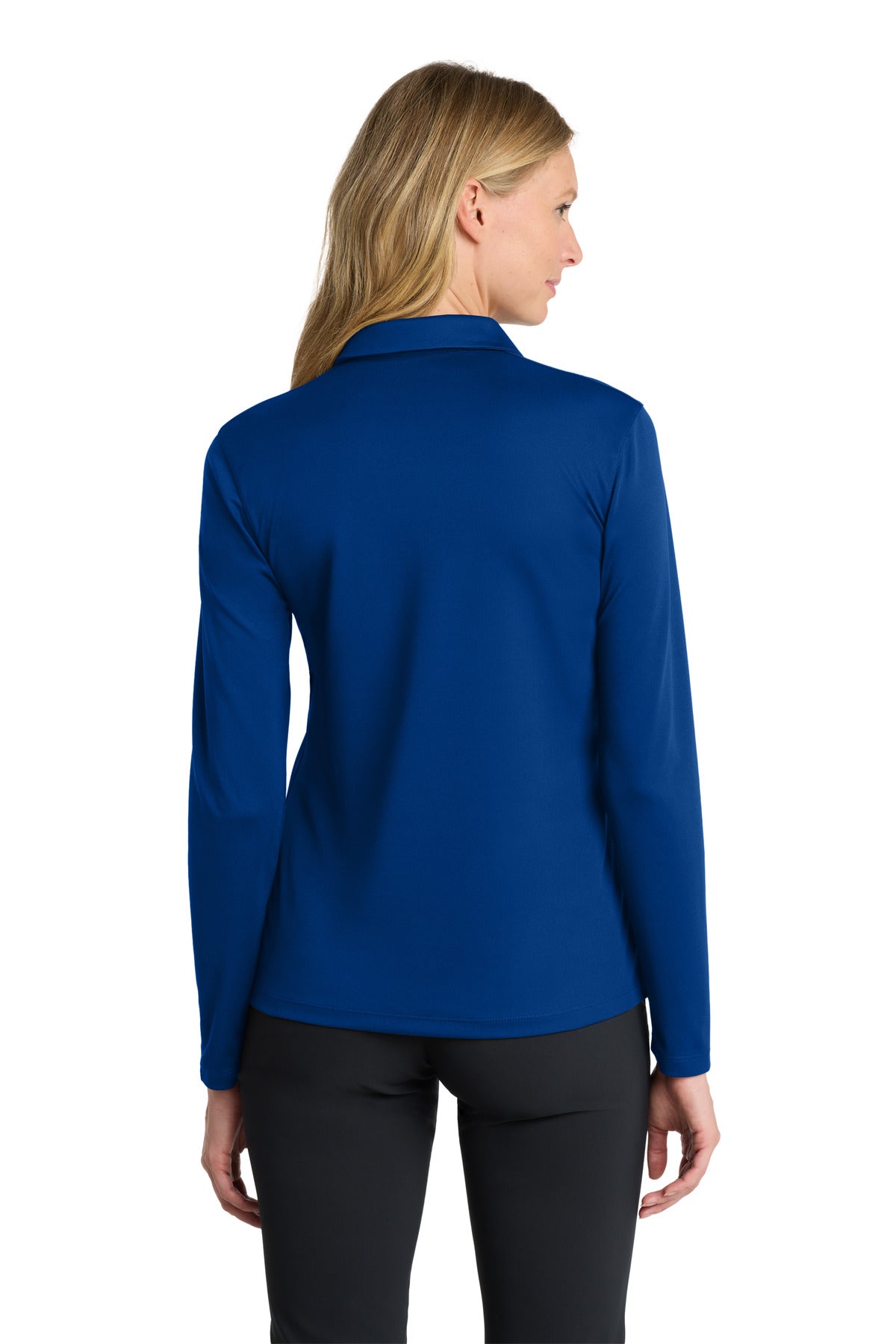 Nike Women's Dri-FIT Micro Pique 2.0 Long Sleeve Polo – Gym Blue – back