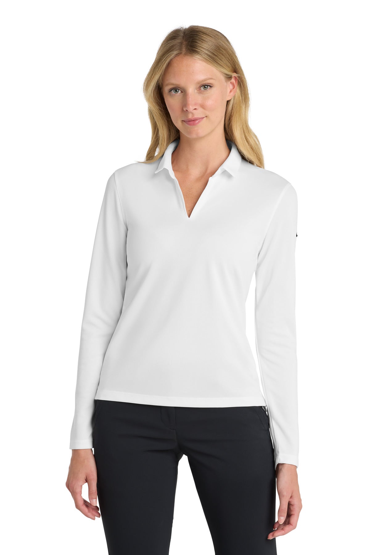 Nike Women's Dri-FIT Micro Pique 2.0 Long Sleeve Polo – White