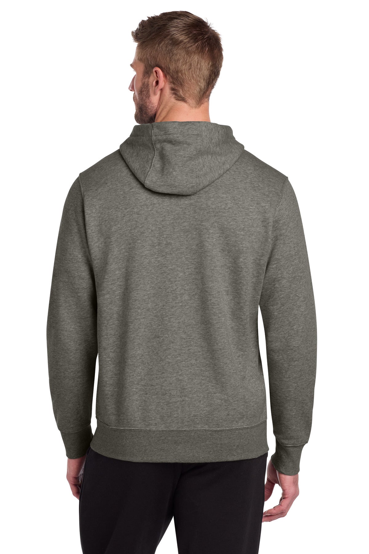 Nike Club Fleece Sleeve Swoosh Full-Zip Hoodie – Charcoal Heather – back