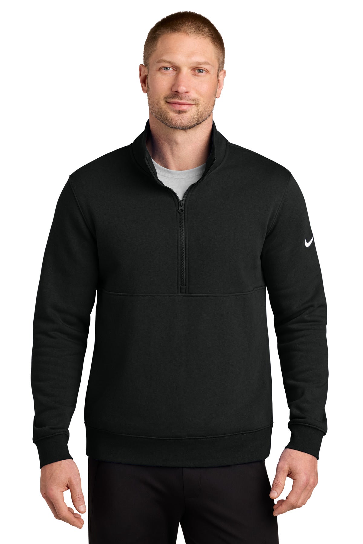 Nike Club Fleece Sleeve Swoosh 1/2-Zip – Black