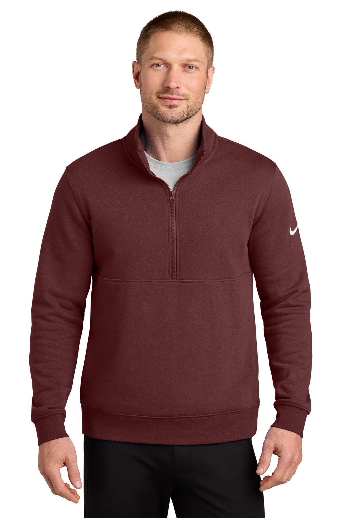 Nike Club Fleece Sleeve Swoosh 1/2-Zip – Dark Team Red
