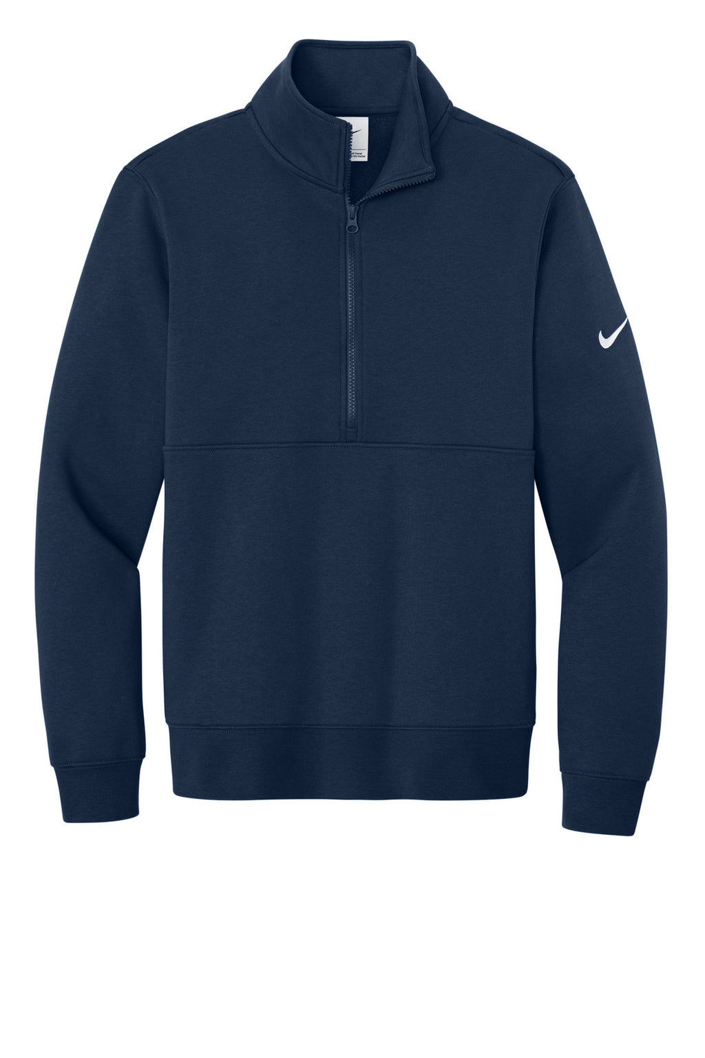 Nike Club Fleece Sleeve Swoosh 1/2-Zip – Midnight Navy – flat front