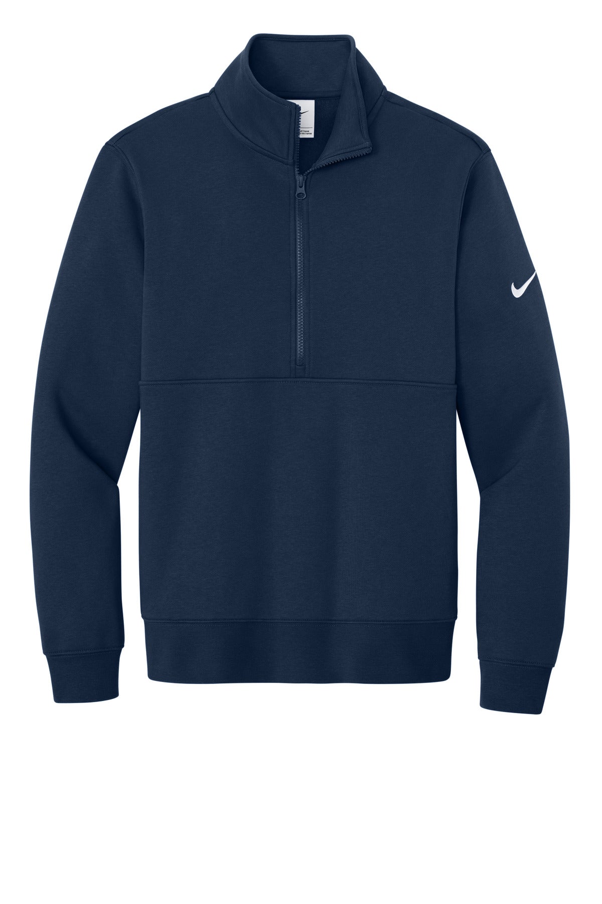 Nike Club Fleece Sleeve Swoosh 1/2-Zip – Midnight Navy – flat front