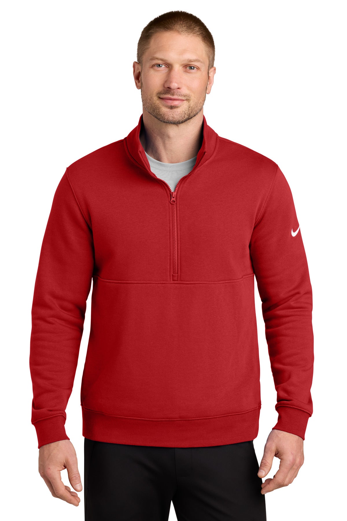 Nike Club Fleece Sleeve Swoosh 1/2-Zip – University Red