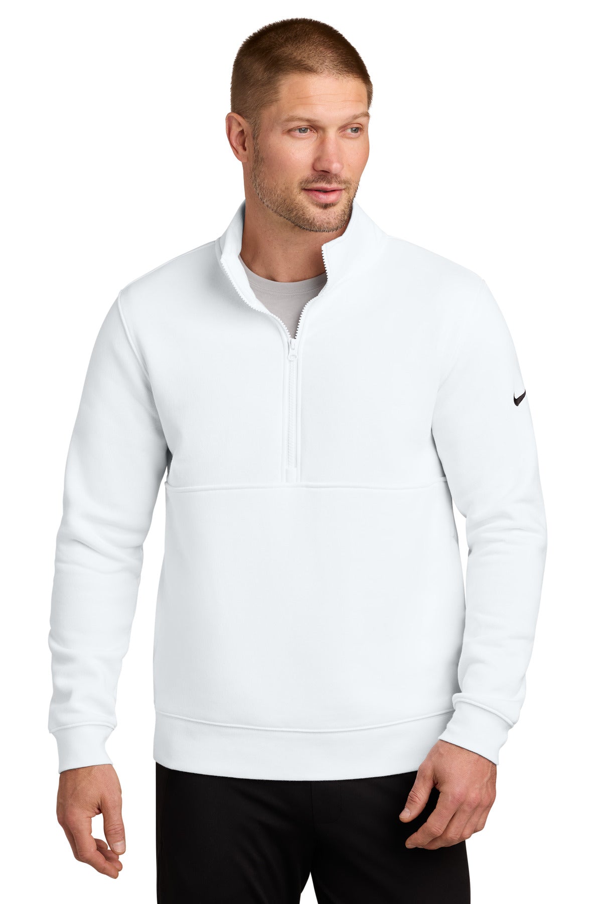 Nike Club Fleece Sleeve Swoosh 1/2-Zip – White