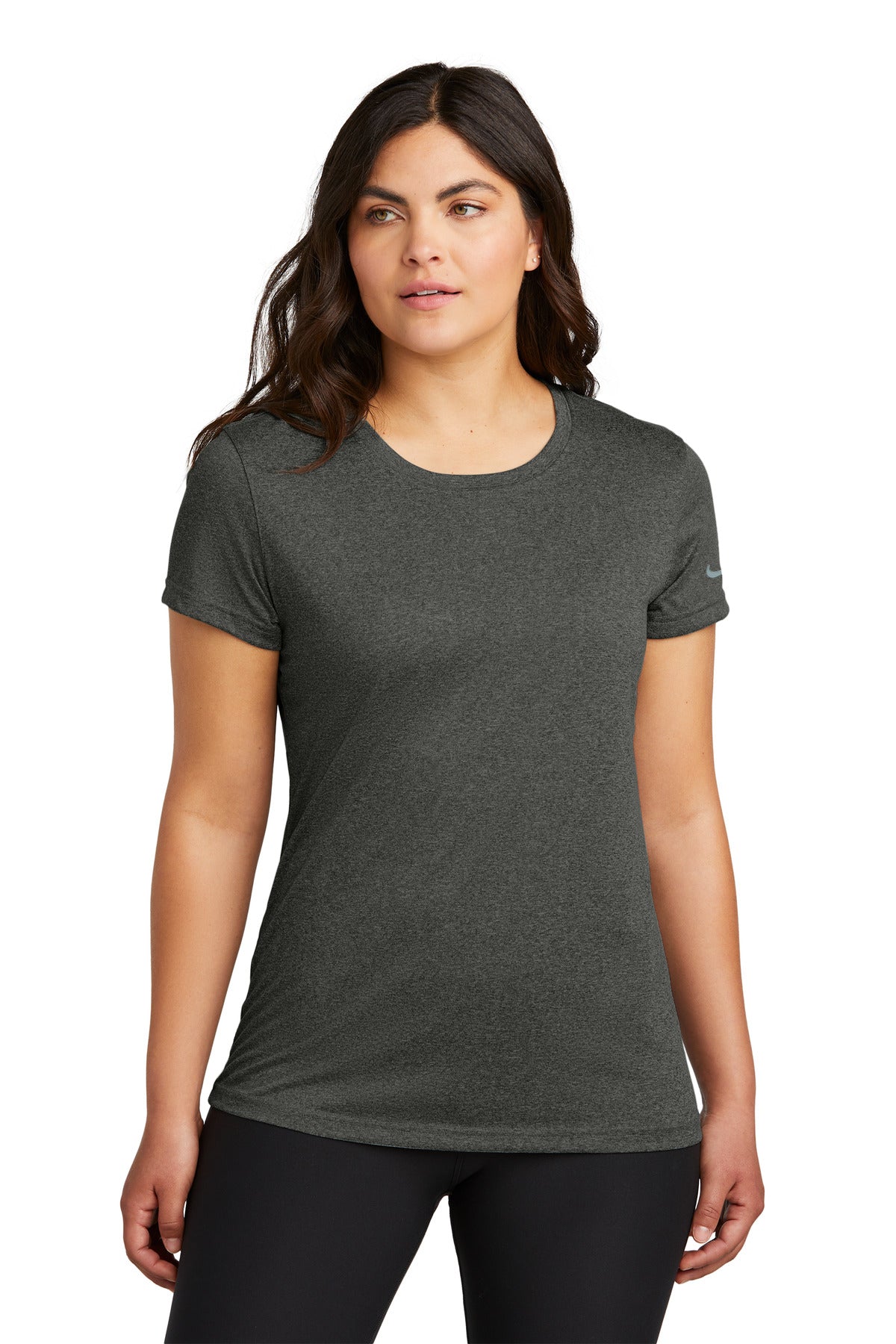Nike Women's Swoosh Sleeve rLegend Tee – Dark Smoke Heather