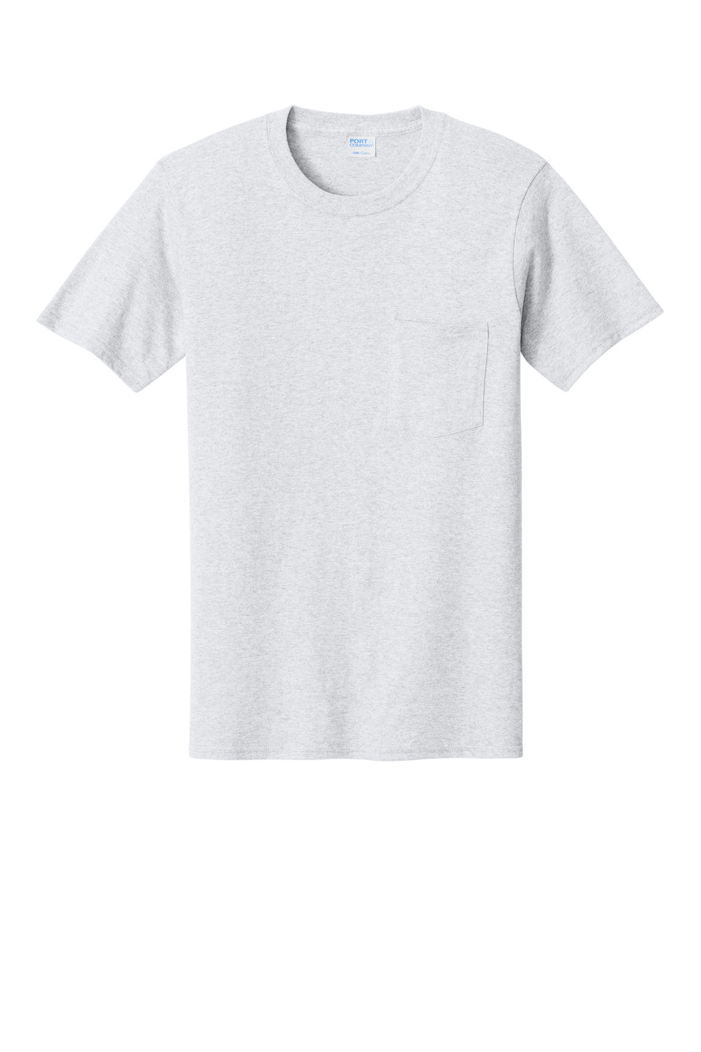 Port & Company Core Cotton Pocket Tee – Ash – flat front