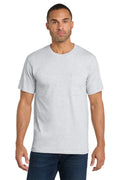 Port & Company Core Cotton Pocket Tee – Ash – front